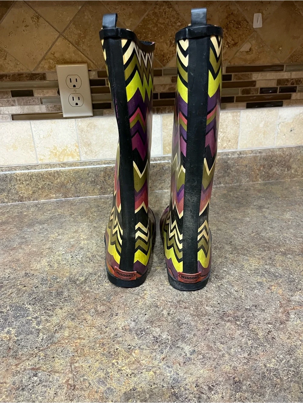 Missoni for Target Girls Chevron Rain Boots Size 5 Multicolor Waterproof Zig Zag